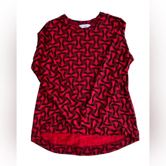 41. LIZ CLAIBORNE Knit Top - Red & Black - Size Sm - Picture 3 of 5